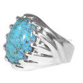 Pierres précieuses en bleu turquoise et bijoux en argent sterling 925 Sterling Silver Solitaire